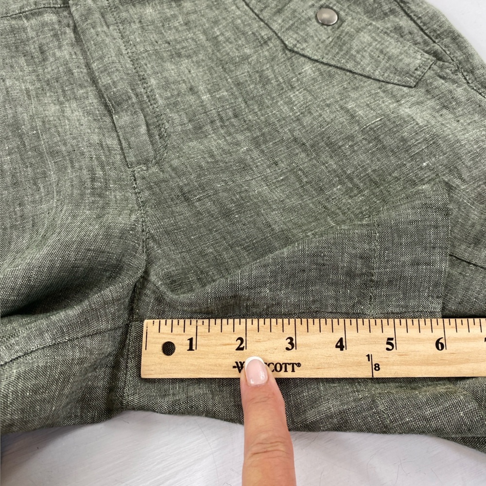 Athleta 100% Linen Women’s Green Voyager Shorts Sz 4 - Picture 11 of 13